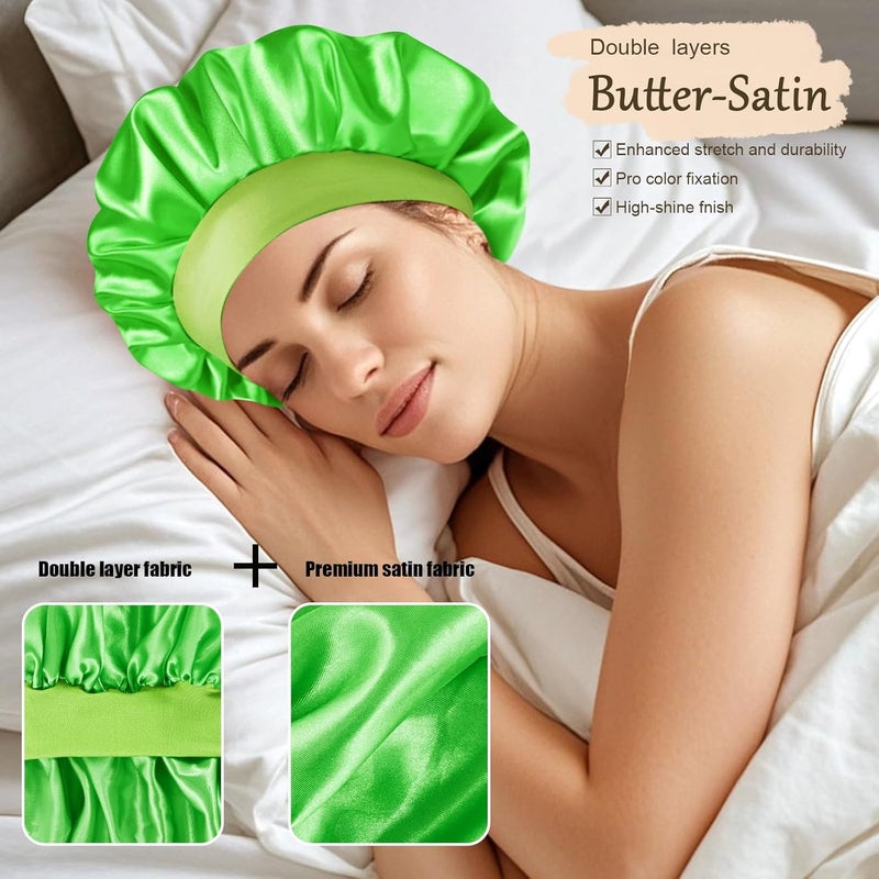 Doitory Store Satin Silk Bonnet for Sleeping, Soft Satin Lined Hair Bonnet for Women, Double Layer Sleep Nightcap - Image 3